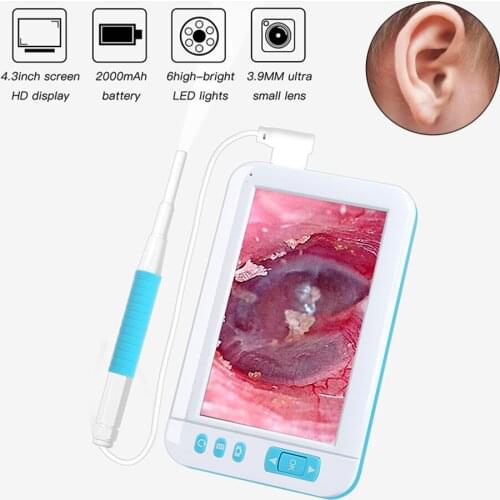 Multifunctional Ear Cleaner Endoscope 3.9mm Lens Inspection Camera 4.3 inch Color LCD Screen Handheld Endoscope Clean Tools