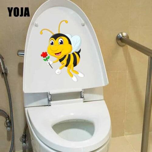YOJA 15.6X21.9CM Cartoon Animal Wall Sticker Toilet Decal Bedroom Home Decor Funny Bee T5-1013