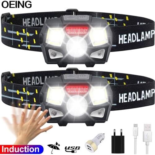MINI Body Motion Sensor LED Headlamp Ultra Bright USB Rechargeable Headlight Powerful Head Light Torch Waterproof frontale Lamp