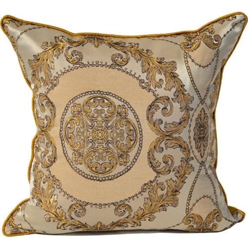 DUNXDECO Cushion Cover Decorative Pillow Case European Vintage Artistic Luxury Flora Gold Jacquard Coussin Sofa Chair Cushion
