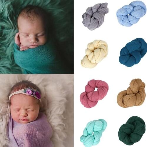 Newborn Baby Photography Props Stretch Knit Solid Wrap Blanket Infant Photo Shooting Basket Stuffe