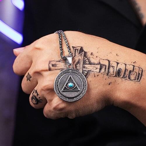 New mystic Eye pendant retro evil eye of God pendant for men and women inlaid stone circle necklace