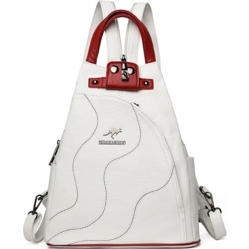 New Multifunctional Fashion Backpack For Women High Quality Leather Retro Backpack Simple School Bags For Teens Girls 2021