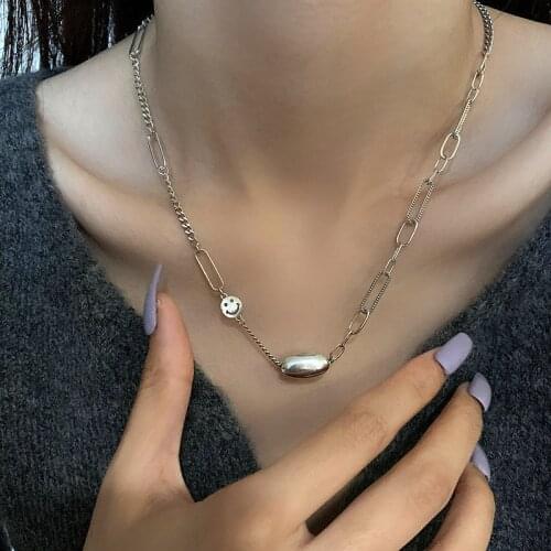 Retro Smiley Water Drop Necklace Simple Personality Sweater Chain Jewelry For Women Feature Namour Charm Gift All Seasons