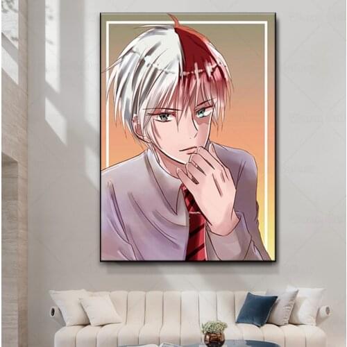 Anime Prints Poster Boku No My Hero Academia Todoroki Shouto Canvas Painting Art Home Decor Cartoon Room Wall Pictures framed