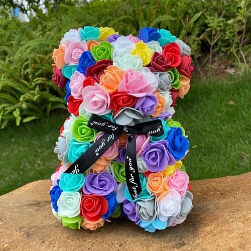 Dropshipping 25cm/40cm Rose Bear Artificial Flower Christmas Decoration for Home Valentines Women Gifts