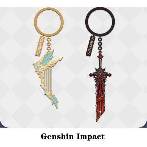 Five-Star Weapon Wolf’s End Game Genshin Impact Cosplay Props Keychain Anime Project Venti Bow Sky Wings Metal Pendant