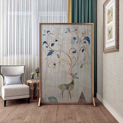 Nordic modern minimalist art screen partition bedroom living room blocking entrance hand-painted metal mobile screen