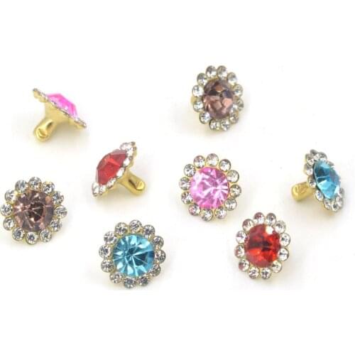 30pcs Glass Crystal Flower Double Cap Rivet Stud Collision Nail Leathercraft Shoe Bag Belt Handicrafts Garment Bracelet 8.3*11mm
