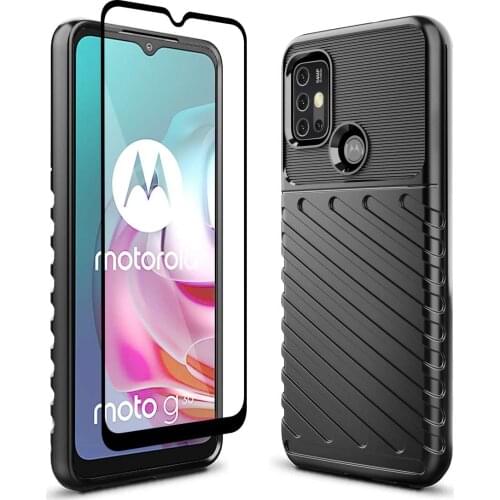 Slim Protective cover Anti-scratch Shock-Absorption Flexible TPU Rubber Case With Screen Protector For Moto G30 / Moto G10 Cases