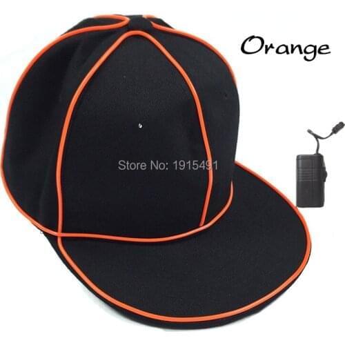 Unisex 1.5V Bright Neon Led Bulbs Night Lamp EL Wire Cold Light Glowing Punk Rock Cap Led Rope Tube Flat Brim Hat for Rave Party