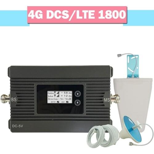 4G DCS LTE 1800 Mobile Phone Signal Repeater 80dB Power Gain Band 3 4G Cellular Signal Amplifier AGC LCD Display 4G Booster Set