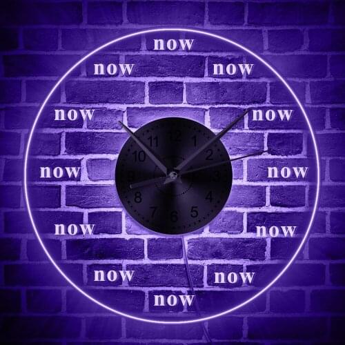 Time Is Now Transparent LED Acrylic Wall Clock Modern Wall Art Watch Late Person Procrastinate Gift Decorative Time Clock