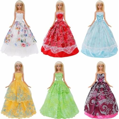 Random 1 Pcs Wedding Party Dress Princess Ball Gown Bridal Lace Skirt Accessories Clothes for Barbie Doll Baby Girl Toy