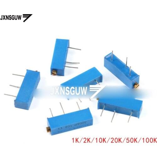 10PCS 3006P adjustable precision multi-turn potentiometer 1K 2K 10K 20K 50K 100K 102 103 104 202 203 503