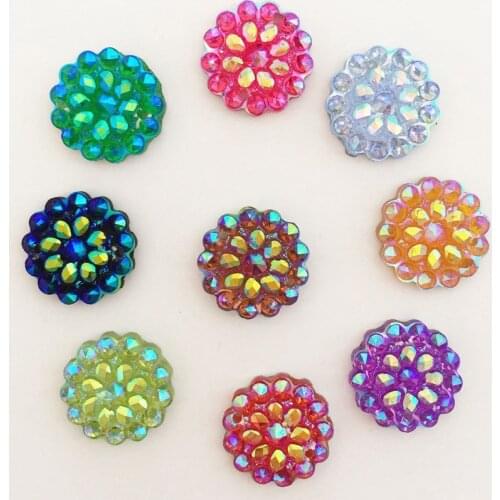 150PCS Mix AB Resin 12mm Round Flatback Teardrop Rhinestone Ornaments DIY Wedding Appliques 2 Hole Crafts SC53A*5