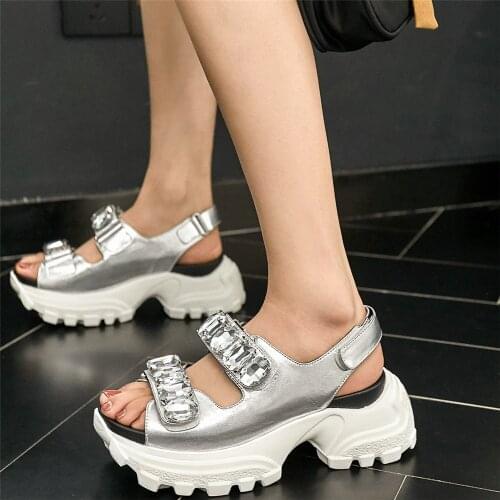 2021 Women Back Strap Genuine Leather Wedges High Heel Roman Gladiator Sandals Female Open Toe Platform Pumps Shoes Casual Shoes