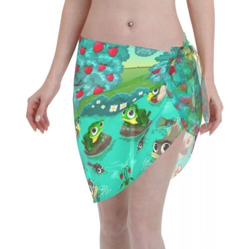 2021 Beach Bikini Cover Ups Wrap Skirt Cute Animals River Women Bathing Suit Sexy Swimsuit Beachwear