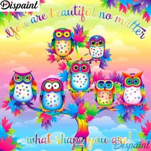 Dispaint Full Square/Round Drill 5D DIY Diamond Painting "Cartoon owl" Embroidery Cross Stitch 3D Home Decor A12396