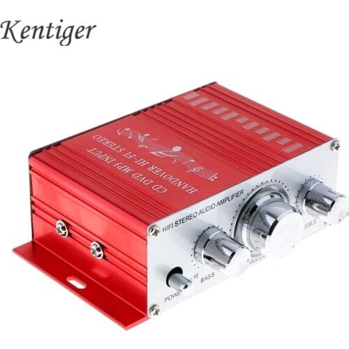 Kentiger HY2001 Car Amplifier 12V HiFi Mini 2CH Digital Stereo Output Power Amplifier 3.5mm Audio Subwoofer Music Player For PC