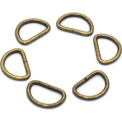 10mm Bronze D Ring Buckle Slide Adjustable Buckles Loops Antique Hooks Purse Ring Belt strap Buckle D bag clasp for leather