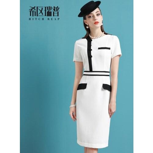 High End Celebrity Black Slim Dress 2021 Spring And Autumn Slim Dress Workplace Temperament Short Sleeve Girl