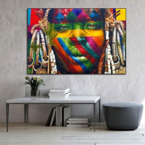 Color Hair Abstract Graffiti Fashion Woman Character Poster Wall Art Canvas Painting Decoration Home Picture For Living Room