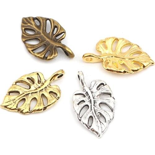 DoreenBeads Fashion Metal Charms Leaf DIY Making Earrings Necklace Pendants Women Men Fashion Jewelry Gifts 20mm x 12mm, 50 PCs