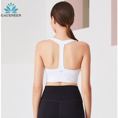 GAUENEEN Women Sport Bra Push Up Padded Yoga Bra Gym Workout Running Solid Color Halter Fitness Tank Top Running Sport Bra Women