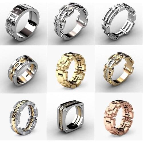 FDLK 14 Style Mens Simple Fashion Silver Color Carbide Ring Daily Party Special Holiday Wedding Jewelry Wholesale