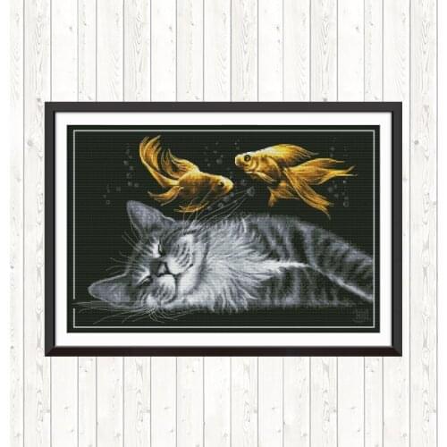 Cats Dream Embroidery kit Cross Stitch Kits 14ct 11ct Printrd Canvas DIY Handmade Needlework DMC Floss Crafts Home Decor Kits