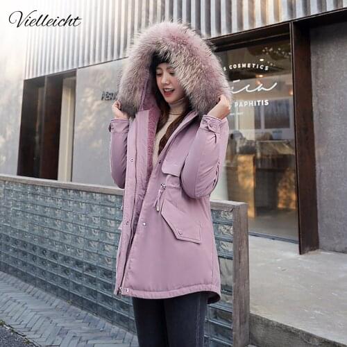 Vielleicht Fur Liner Women Parkas Solid Hooded Casual Winter Jacket Women Loose Thick Cotton Padded Jacket Coat Women Clothes