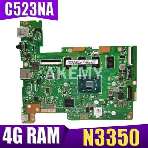 Akemy C523NA Motherboard For ASUS Chromebook C523NA C523N C223NA Laotop Mainboard with N3350-CPU 4G-RAM 32G-SSD