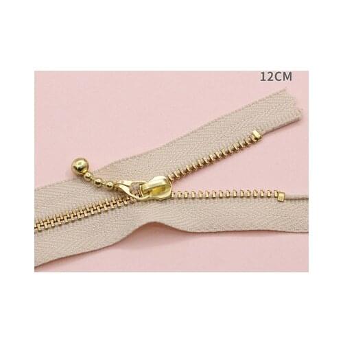 Free shipping 10pcs/lot Beige 12cm gold teeth zipper metal zipper water head diy craft bag zipper closed end zipper