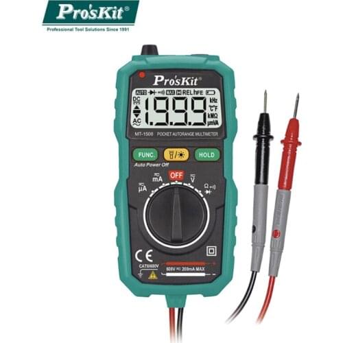 Pro 'sKit MT-1508 Digital Multimeter Smart Pocket Type Automatic Range Anti-burn Non-contact ACV detector Measuring Instrument