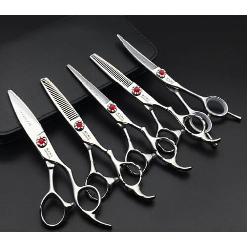 6 Professional Hair Salon Structure Scissors Set Cutting Barber Haircut Thinning Shear Scissors Hairdressing Hair Tools Scissors