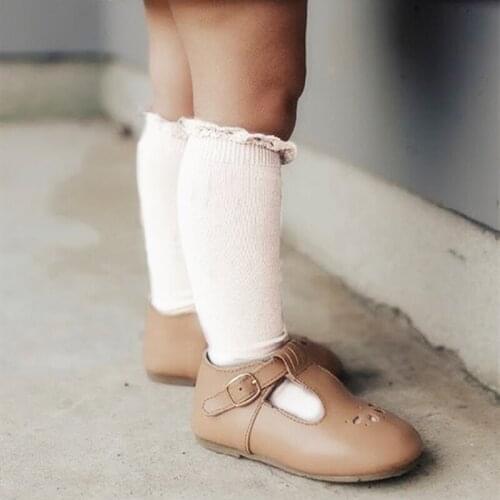 New Baby Girls Socks Knee High Lace Ruffle Long Sock Kids Soft Cotton Toddlers Socks For 0-5 Years Childrens Princess Socks