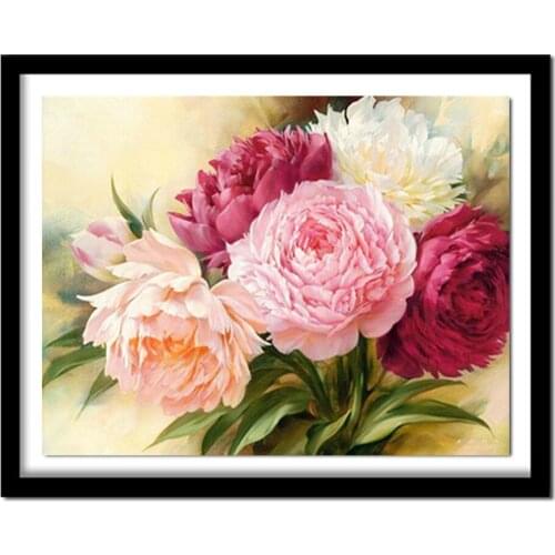 Full Square Diamond 5D DIY Diamond Painting "Peony Flowers" Embroidery Cross Stitch Rhinestone Painting Home Decor