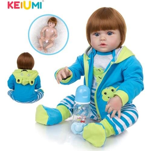 KEIUMI 23 Inch Lifelike Reborn Baby Dolls Full Body Silicone Vinyl Cool Reborn Bebe Dolls Toys For Toddler Playmate Gifts