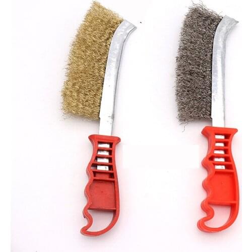 1 PCS Barbecue Cleaning Wire Knife Brush Furniture Copper Plated Rust Removal Brush Kebab Cleaning Brush Barbecue Tool