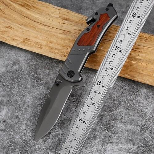 Folding blade knife hunting knife wood handle + blade outdoor pocket knife survival camping knives tactical knife fruit tools