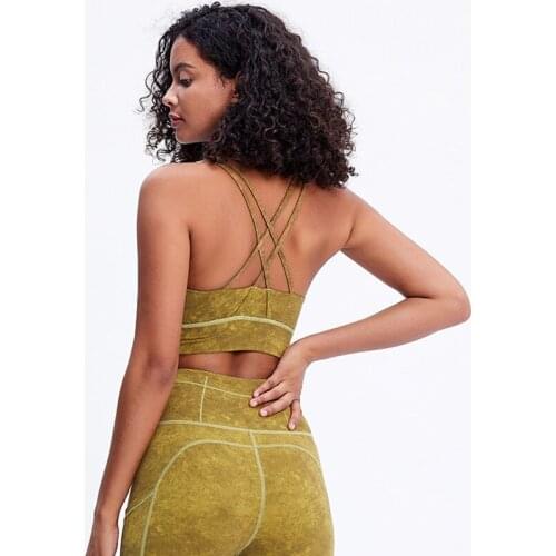 Sport Women Cross Back Top Padded Yoga Push Up Bra Fitness Dry Fit Jogging Female Running Clothes