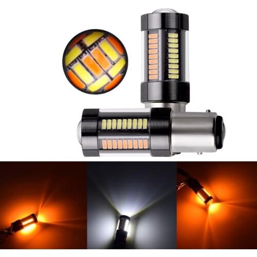 2X 1157 P21/5W BAY15D LED Turn Signal Light 4014 66 SMD T25 3157 W21/5W Auto LED Bulbs Turning Lights Car Brake Lamp White Amber