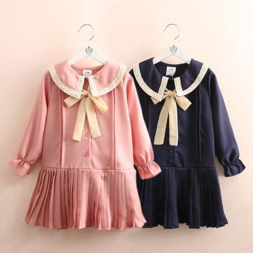 2020 Spring Autumn 3 4 6 8 10 12 Years Cute Sweet ChildrenS Long Sleeve Bow Princess Chiffion Dress For Kids Baby Girls