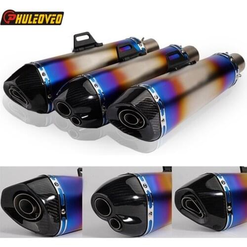 ID: 51mm Universal Motorcycle Muffler Exhaust Escape Demper with Accessory Carbon Fiber Exhaust for Z750 Z800 MT07 MT09 Tmax530