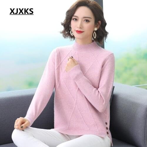 XJXKS Autumn And Winter 2020 New Arrival Pullover Women Sweater Warm Solid Color Young Ladies Women Turtleneck Sweater