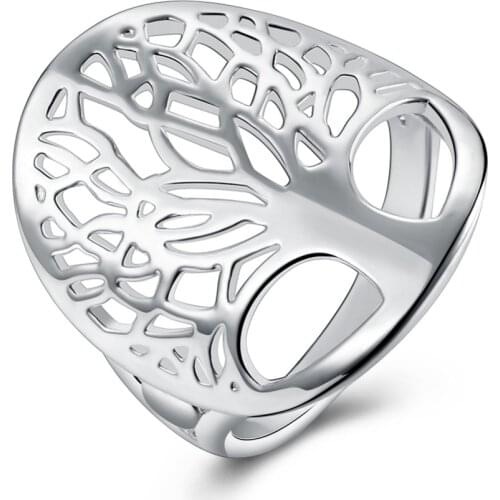 N925 Silver color wholesale jewelry exquisite ladies and mens gift ladies prom ring life tree / ring flat ring R891