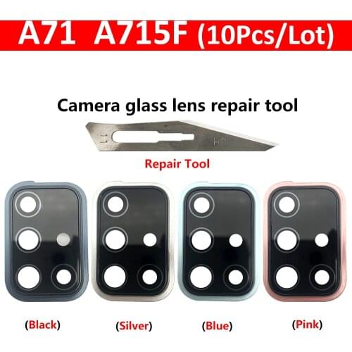 10Pcs/Lot, Back Rear Camera Glass Lens Circle Cover With Adhensive For Samsung A71 A715 A715F Replacement Spare Parts