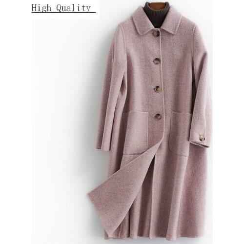 Women Coats Autumn Winter Sided Wool Coats Female Alpaca Long Jacket Spring Korean Fashion Elegant Ladies Clothes LWL1309