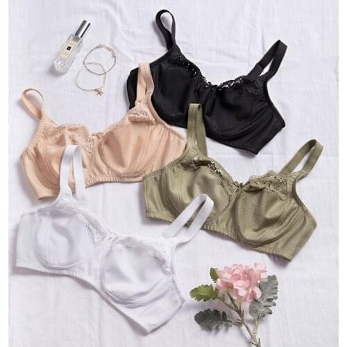 Womens Lace Bra Full Coverage Wireless Non-padded Cotton Bras Plus Size